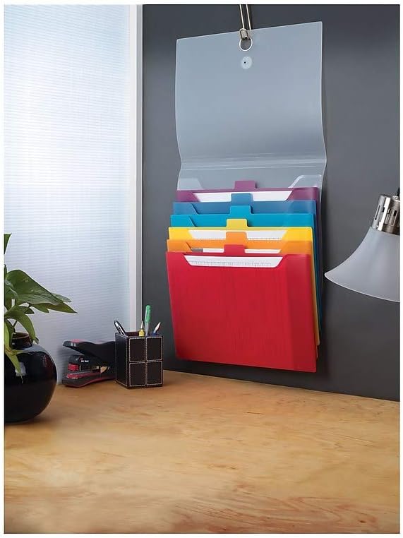 Staples Cascading Poly Expanding File, 6‑Pocket Letter‑Size Organizer, Wall‑Hanging Vertical Design, Multicolor – Space‑Saving Document Storage