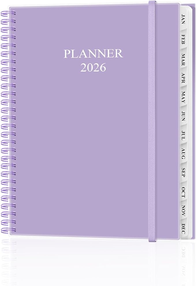 Planner 2026 - Weekly & Monthly Planner from January 2026 to December 2026, Agenda 2026 with Inner Pocket, Elastic Band, 8.5" x 11", Purple