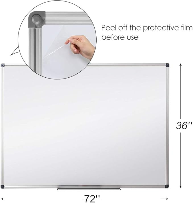 XIWODE 72"x36" Large Presentation Whiteboard, Magnetic Dry Erase Board Aluminum Frame Wall-Mounted with Long Pen Tray for Office Conference School