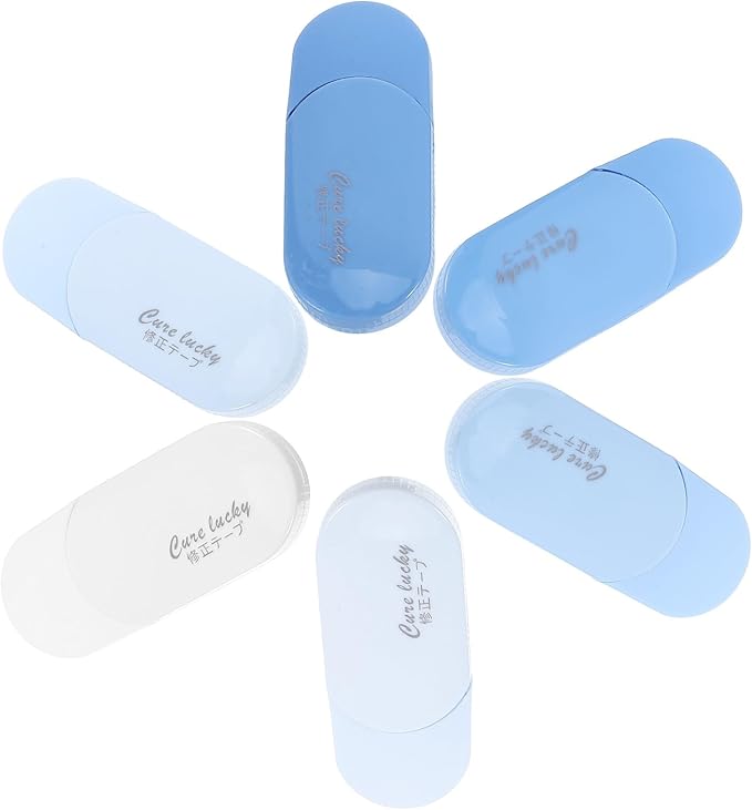 NOLITOY Correction Tape Set 6pcs Gradient Blue, Student Correction Pen for Writing, Instant Dry Correction Tape for School Supplies and Stationery