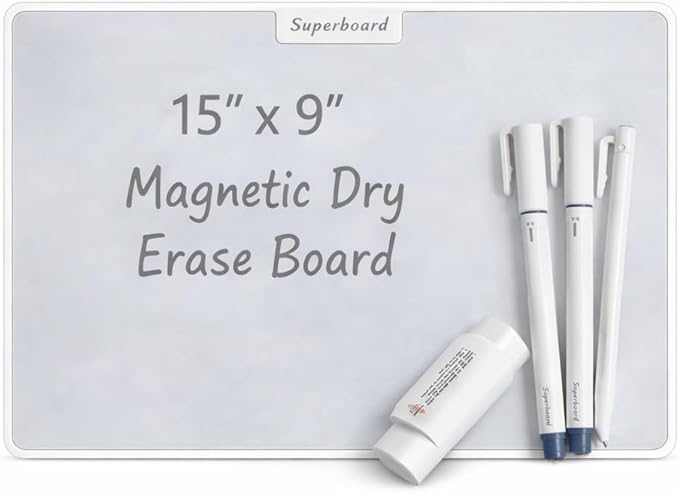 UNCLE BOARD 15 inch x 9 inch Dry Erase Board, Magnetic Small White Board with 3 Magnetic Pens, Portable Student Whiteboard - Perfect for Planning, Drawing, Memos, to-Do Lists.