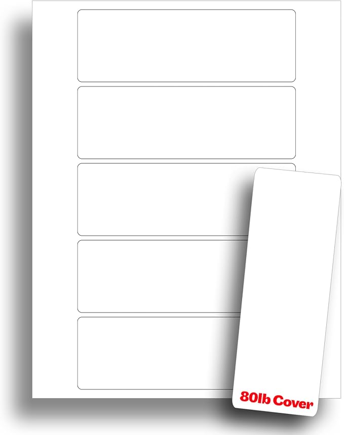 White Printable Bookmarks - Blank Bookmark Printing Paper for Inkjet & Laser Printers - Heavyweight 80lb Cover Cardstock - 2" x 6" Perforated 5 per page - 10 Sheets / 50 Blank Bookmarks