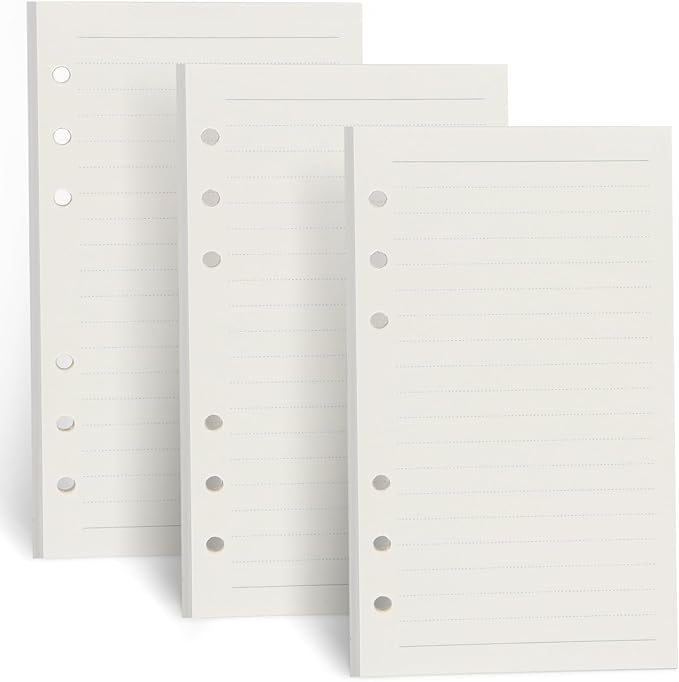 A6 Refill Paper, [3 Pack] Toplive 100GSM Thick Refillable Paper 6 Hole Filler Inserts Loose Leaf Paper 135 Sheets (270 Pages) for 6 Ring Binder Journal Notebook-Lined Paper