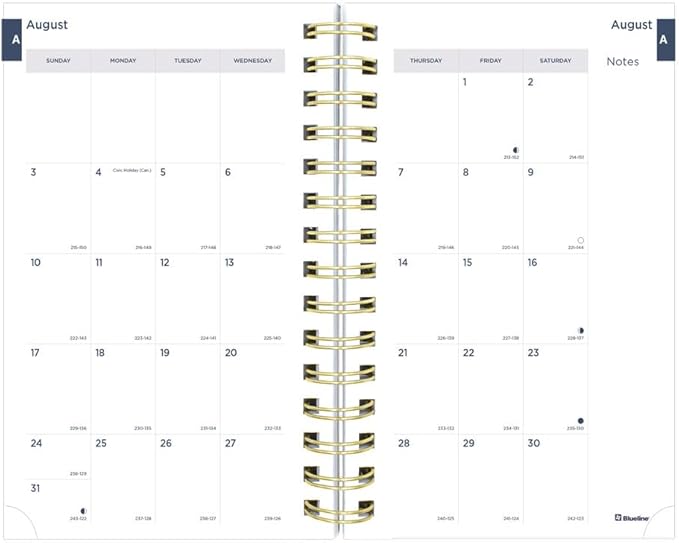 Blueline® Essential Academic Daily/Monthly Planner, August 2025 to July 2026, Twin-Wire Binding, Poly Cover, 8" x 5", Blossom Design, White (CA214PG.01-26)
