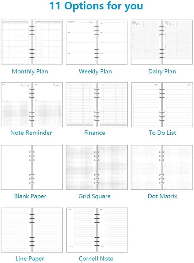 A7 Planner Inserts, Binder Refills for 6 Ring Spiral Notebook, Mini Blank Paper,6 Holes,for Portable planner, 45sheets/90 pages, 4.84 x 3.23'', Harphia