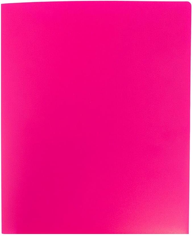JAM PAPER Heavy Duty Plastic 2 Pocket Extra Tough School Folders - Fuchsia Hot Pink - 3/Pack