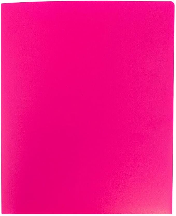 JAM PAPER Heavy Duty Plastic 2 Pocket Extra Tough School Folders - Fuchsia Hot Pink - Bulk 144/Box