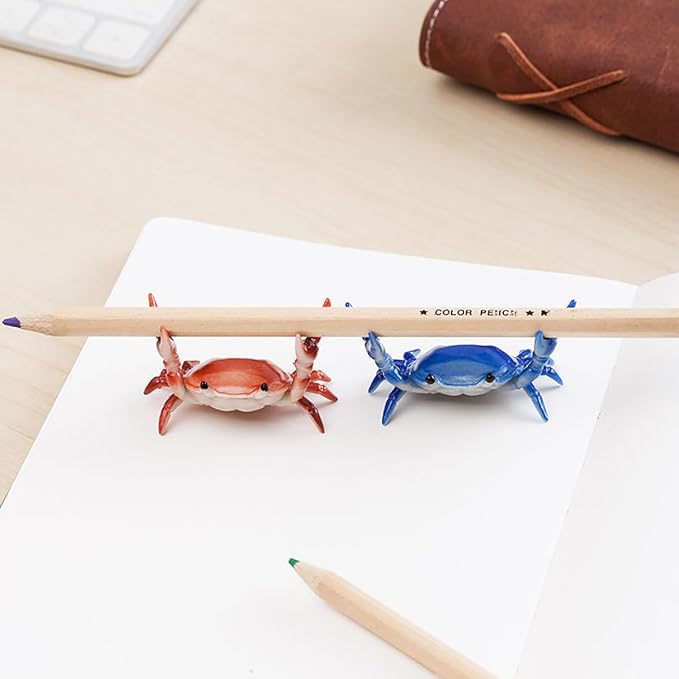 1Pc Red Desk Crab Pen Holder, Creative Weightlifting Crab Pen Stand, Funny Desk Decor Supplies Holders, Pencil Holders