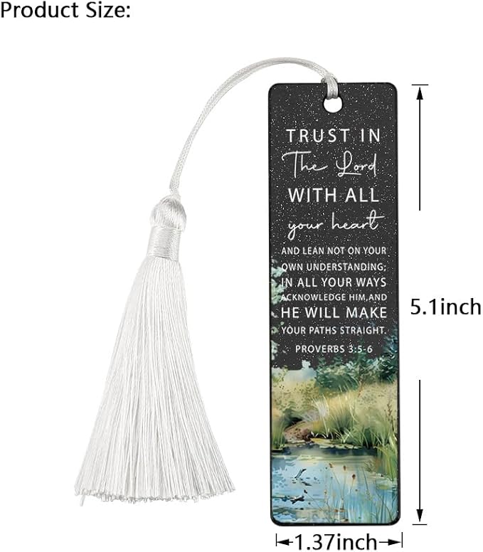 Christian Trust and Guidance Bookmark, Inspirational Gift for Believers, Uplifting Gift for Spiritual Readers, Spiritual Bookish Present, Unique Water & Scripture Design Bookmark, WCB74