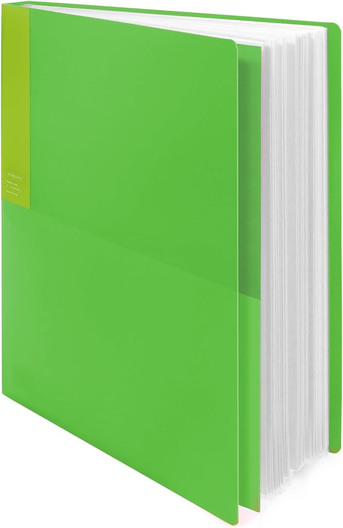 Kokuyo 40-Pocket Binder with Plastic Sleeves (Light Green), A4 Art Portfolio Folder with Clear Sheet Protectors. 80 Pages of Presentation Display Book. Japan Import (CTRA-C40LG)