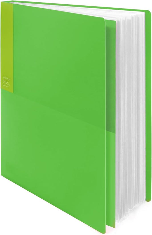 Kokuyo 40-Pocket Binder with Plastic Sleeves (Light Green), A4 Art Portfolio Folder with Clear Sheet Protectors. 80 Pages of Presentation Display Book. Japan Import (CTRA-C40LG)