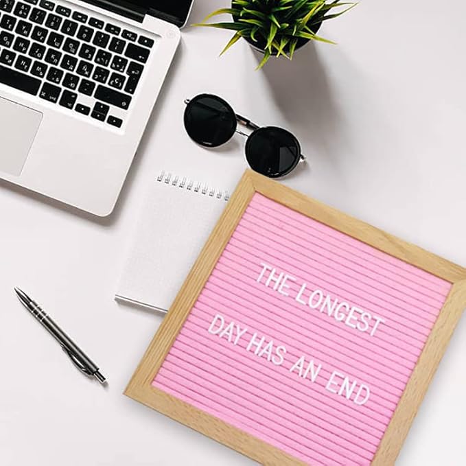 10 x 10 inch Felt Board Felt Letter Board Sign, Message Board Word Board Letter Boards Sign Bulletin Board Letters, Pregnancy Announcements Baby Announcement Sign (Pink)
