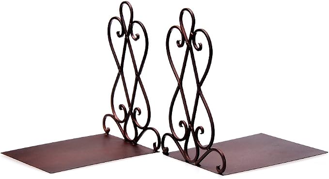 Artkingdome Vintage Metal Bookends for Heavy Books, Non-Slip Book Stoppers for Shelves, Farmhouse Decorative Holders for Office Desk, Sturdy Book Ends for Classroom Library Home, Set of 2 with Pads