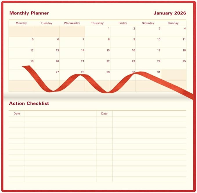 Letts of London® 2026 Belgravia Weekly/Monthly Appointment Book and Planner, 12 Months, January to December, Italian Leather, Horizontal, Slim Size, 6.625" x 3.25", English, Red (C33SRD-26)