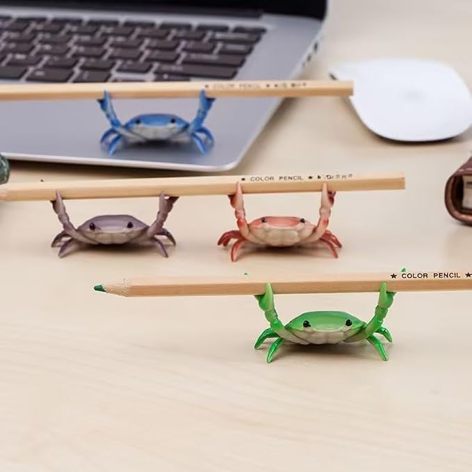 Creative Crab Pen Holder Weightlifting Crabs Pen Stand Storage Rack, Office Desktop Decoration, Pencil Holders Desk Supplies Holders and Dispensers, Desk Accessories and Workspace Organizers (green)