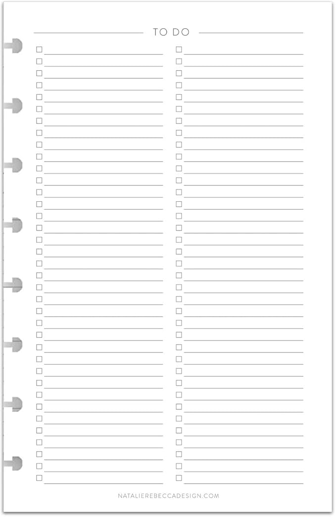 BetterNote To Do List Refill Pages for Disc Notebooks, Fits Levenger Circa, Happy Planner, Staples Arc, TUL, Talia (7-Disc, 4.6”x7”, Classic- 25 Sheets)
