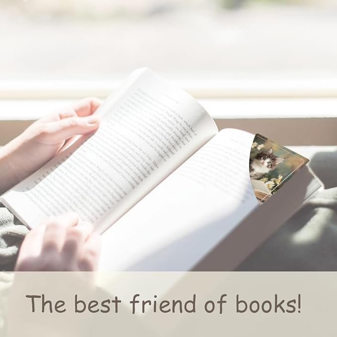 2PCS PU Leather Bookmarks 3.5x3.5 Inch Kitten Floral Book Design | PU leather bookmarks with kitten floral book design for novels, diary pages reading notes students, cat lovers and book fans.