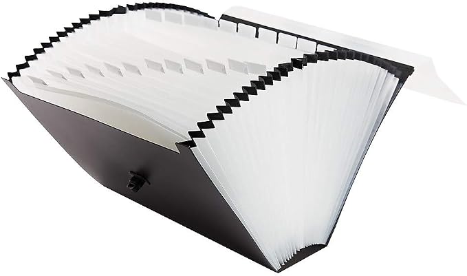 Staples Expanding Case File, 26‑Pocket Accordion Organizer, Letter Size, Heavy‑Duty Poly with Carry Handle & Secure Closure, Black