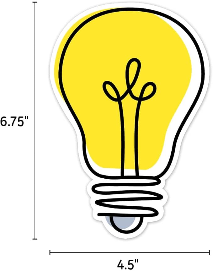 CTP Doodle Lightbulb 6" Cut-Outs Learning Décor Accents for Classroom (Creative Teaching Press 10591)
