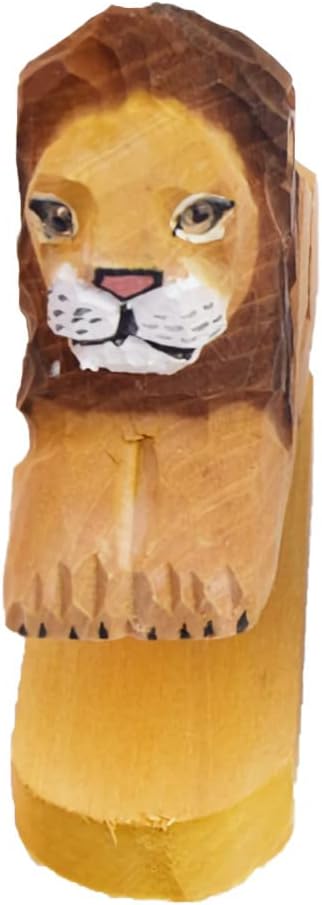 Wooden Animal Stapler, Desktop Stitcher Art Figurine Statue Sculpture Wooden Stapler for School Office Stationery (Lion)