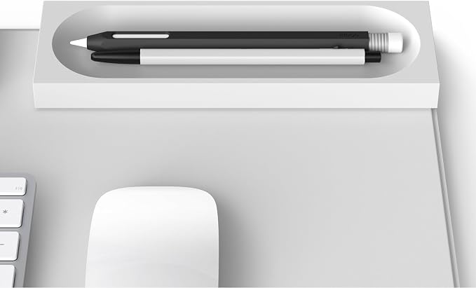 elago Smart Magnetic Desk Mat Pencil Tray – Soft Silicone Organizer for Office Supplies, AirPods, Glasses, Pens – Noise-Free, Non-Slip, Washable, Item for Desk Management [Medium] (Light Grey)
