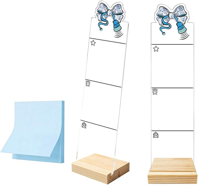 Monitor Memo Board Sticky Note Organizer Computer Monitor Memo Board Stethoscope Acrylic Desk Accessories Removable Wooden Base Set Sticky Notes 100 Sheets 11.8×3.1 inches
