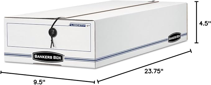 Bankers Box LIBERTY Check and Form Boxes, Standard Set-Up, String and Button, 9 1/2 x 23 1/4 x 4 1/4 Inches, Case of 12, (00007)