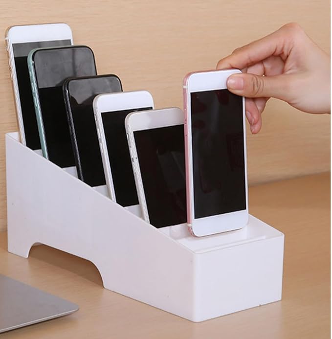 PRETYZOOM Multi-Grid Cell Phone Holder Desktop Organizer Storage Box for Office and Classroom Compact 12-Grid Mobile Phone Storage Rack Space-Saving Organizer for Desk