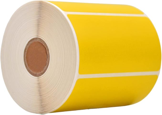 WOD Medium Yellow Direct Thermal Label Rolls - 4 x 2 inch, 725 Nametag Stickers per Roll (Pack of 16) Permanent Adhesive Color Coding, Labeling, Inventory Management Home, Business, and Classroom.