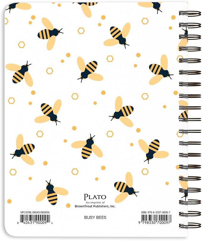 Busy Bees | 2026 6 x 7.75 Inch 18 Months Weekly Desk Planner | Foil Stamped Cover | July 2025 - December 2026 | Plato | Planning Stationery