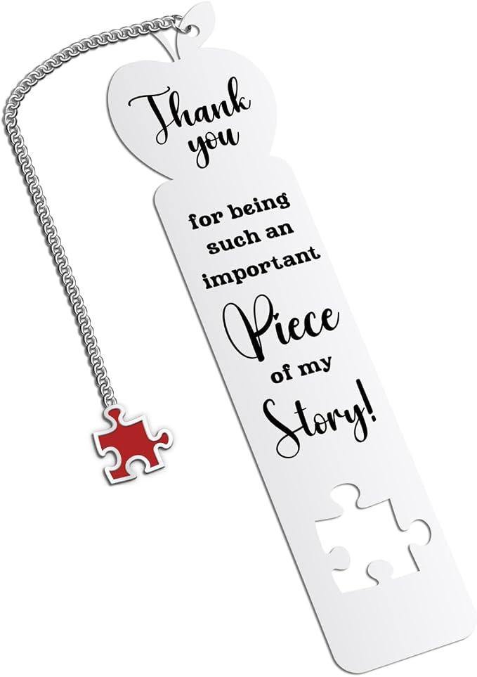 Teacher Metal Bookmark, Thank You Teacher Appreciation Gift Bookmark for Women Men, Unique Bookmarks for Teacher’s Day, Thank You for Being Such an Important Piece of My Story Bookmarks (Piece)