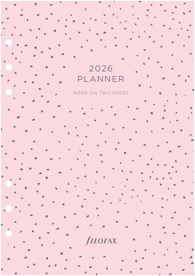 Filofax Calendar Diary Refill, A5 Size, Week-to-View, Confetti Minimal Diary Pack, Multilingual: Five Languages, 2026 (C68591-26)