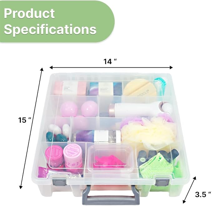 Best Kept Clear Plastic Storage Bin with Dividers | Multi - Use Container for Bathroom Counter, Kitchen, Pantry, Makeup & Beauty Essentials, 1 Pack