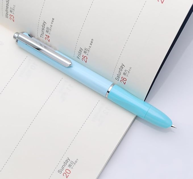 OASO K016 Retractable Fountain Pen Set 0.5mm with 4pcs Blue Ink Cartridges Smooth Writing for School Students (Wave Blue)