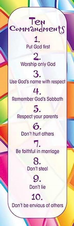 (25 Count) The Ten Commandments Bookmarks for Kids - Religious Bookmarks - Christian Gifts - Inspirational Church Supplies