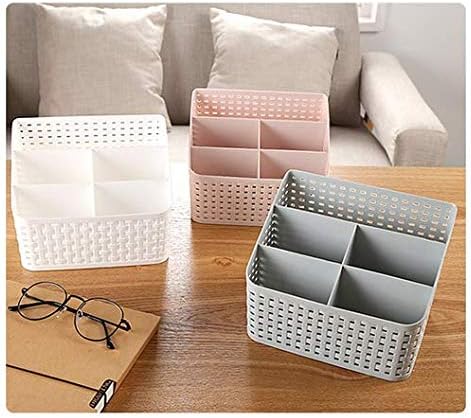 Plastic Desk Organizer, 5 Compartments Storage Organizer Utility Tote Caddy Holder Desktop Container Dividers for Home School Office Supplies (Grey)