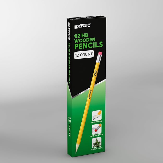 EXTRIC Wood-cased HB #2 Pencils, Pre-Sharpened, 20 Packs of 12-Count yellow Pencils, Bulk Pack 240 Count, for Classroom, Teacher Supplies