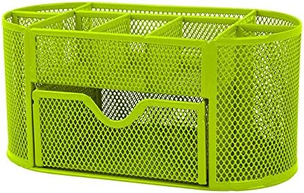 Wire Mesh Pen Desk Top Storage Organizer Holder Office School Supply Green Metal