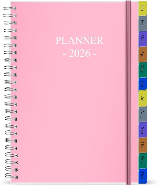 2026 Planner - Weekly & Monthly Planner Runs January 2026 to December 2026, 6.25" x 8.25", 12 Monthly Tabs, 14 Notes Pages, Inner Pocket, Flexible Cover with Twin-Wire Binding, Planners 2026