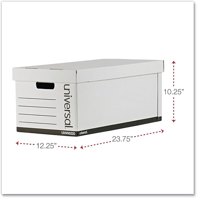 Universal 95220 Lift-Off Lid File Storage Box, Letter, Fiberboard, White, 12/Carton
