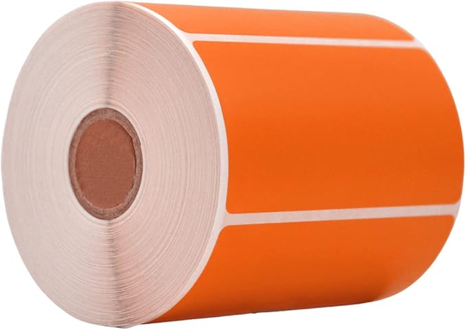 WOD Racing Orange Direct Thermal Label Rolls - 4 x 2 inch, 725 Nametag Stickers per Roll, Permanent Adhesive for Color Coding, Labeling, Inventory Management Home, Business, and Classroom.