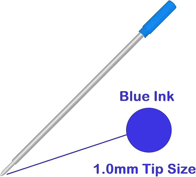 Pen Savings Ballpoint Pen Refills for Cross Pens, Medium Point 1.0mm, Frictionless Flow Smooth Writing, 10 Pack (Blue)