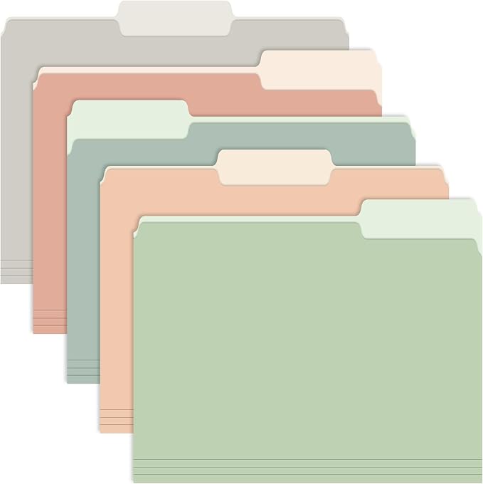 120 Pack Two Tone Color File Folders 8.5 x 11 Inch, 1/3 Cut Tab File Folder Letter Size, Assorted Colors, Pastel Colors Manila File Folders, School Business Office Folders for Document Files Paper