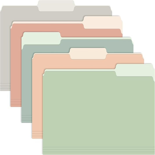 120 Pack Two Tone Color File Folders 8.5 x 11 Inch, 1/3 Cut Tab File Folder Letter Size, Assorted Colors, Pastel Colors Manila File Folders, School Business Office Folders for Document Files Paper