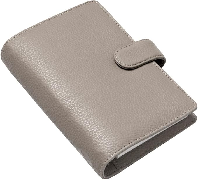 Filofax Norfolk Organizer, Personal Size, Taupe - Soft, Full-Grain Leather, Six Rings, Week-to-View Calendar Diary, Multilingual, 2025 (C022642-25)