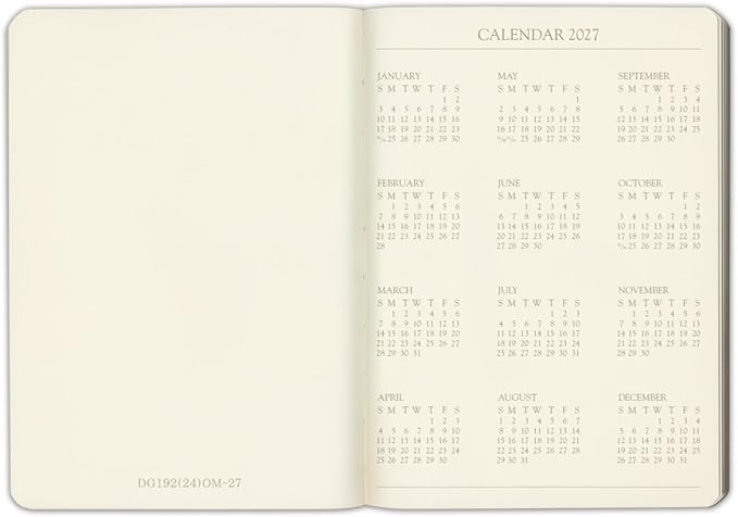 Gallery Leather Desk Weekly Monthly Planner 2027, Elegantly Bound Calendar Planner and Notebook with Stylish Gold-Gilded Page Edges, 12 Months - Acadia Navy - 8x5.5"