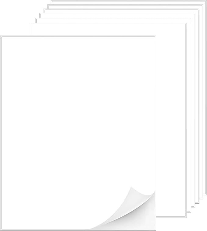Printable White Sticker Labels, 1000 Sheets 8.5" x 11" Full Sheet Label Stickers Paper for Laser & Inkjet Printer - Matte, 1000 Labels