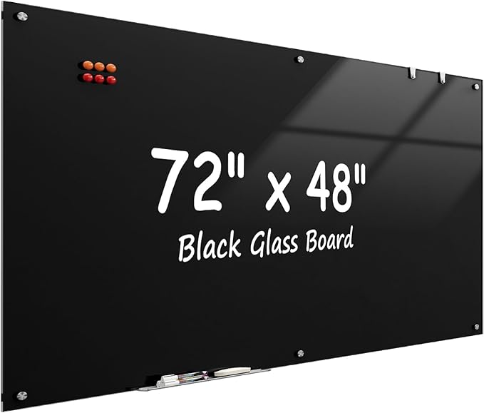MaxGear Glass Whiteboard Wall Mounted, Frameless Magnetic Dry Erase Board, Tempered Glass, Steel-Backed, Non-Porous Smooth Surface, Floating Design, Accessories Included, for Office Home Classroom