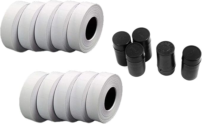 JIAYING 10 Rolls 5000 Pieces of Double Line Price Label Paper with Five Double Line 18mm Ink Rollers for MX-6600 Price Gun Labeller…