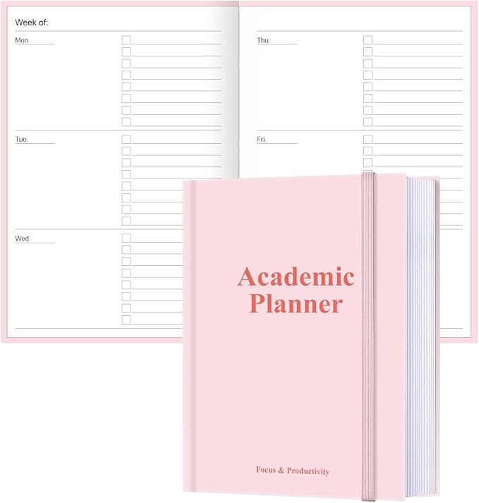 Academic Planner for 2026-2027 or Anytime – 5.8" x 8.5" Undated Weekly Student Planner For Homeschool, High School, College & Nursing Students, 200 Pages, Pink